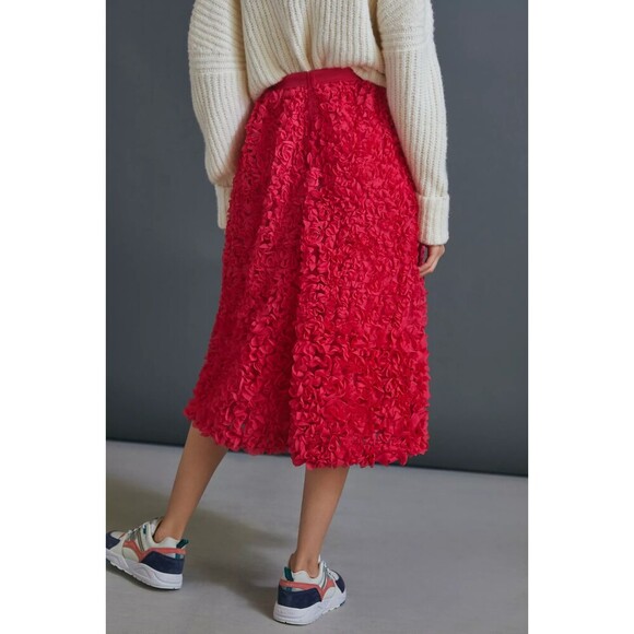 Pink Anthropologie Maeve Floral Lace Textured Full Midi Skirt (NWT) - Picture 4 of 6